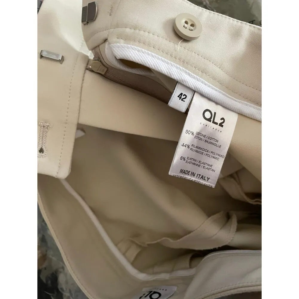 QL2 Monet Cream Flat Front Tailored Dress Pants size US6 - Image 8