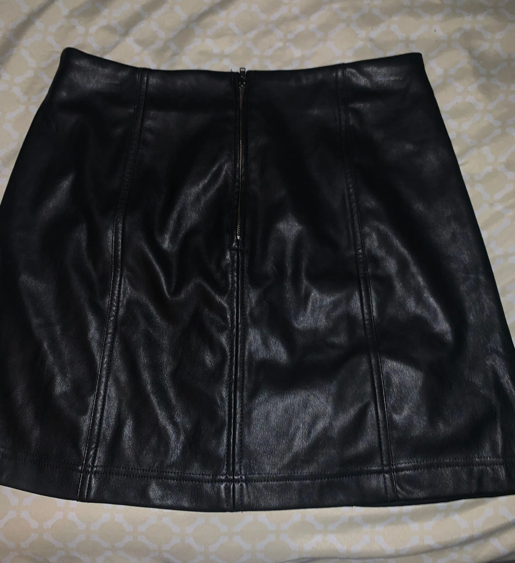 Black Leather Skirt Size M - Image 2