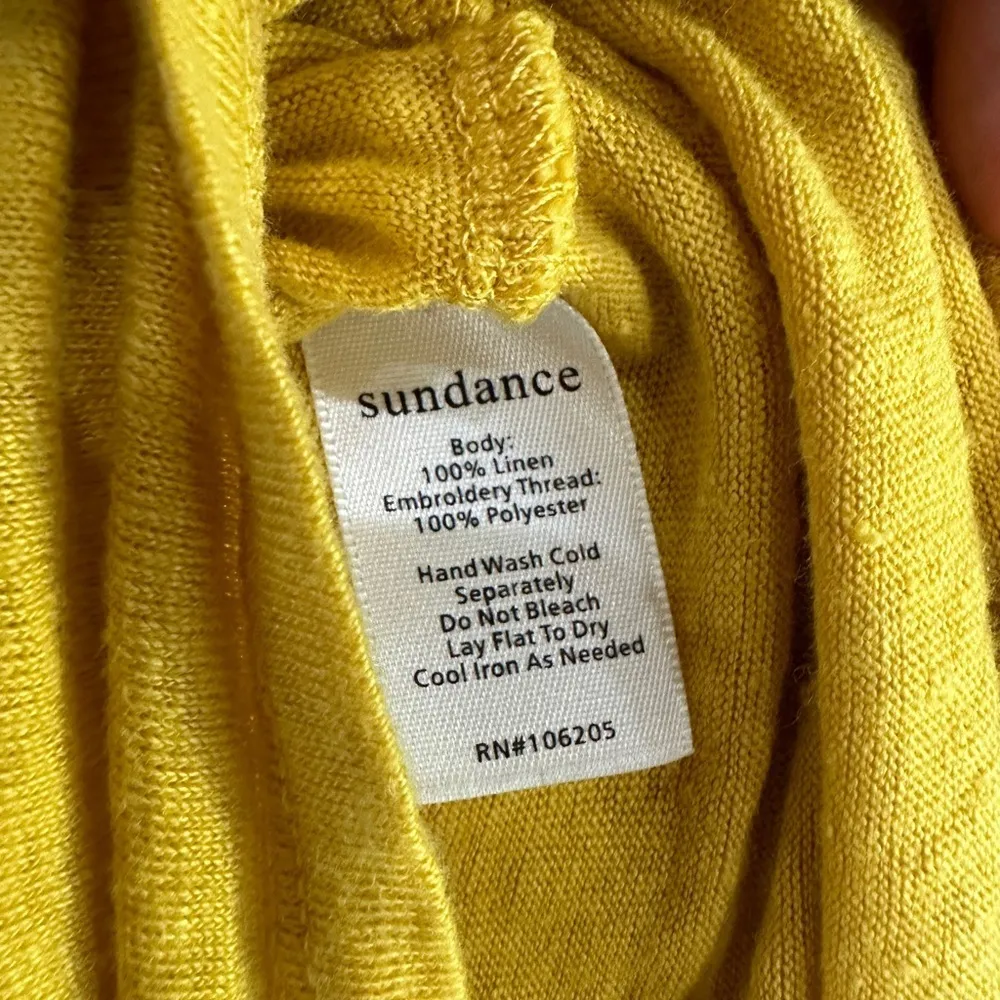 sundance catalog sintra dreams floral embroidered 100% linen yellow dress sz XS - Image 5