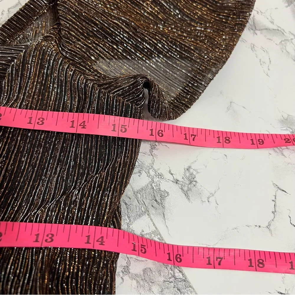 NWT Draper James Emily mini dress lurex plisse bronze silver black Sz S tiered - Image 7