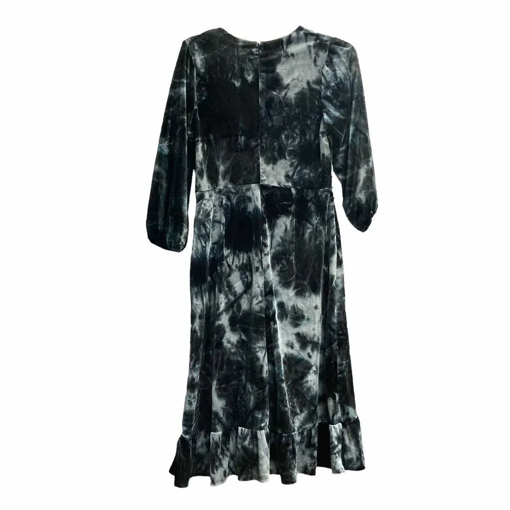 CEST 1946 Blue Tie Dyed Ruffle Dress Size Small‎ Blue - Image 2