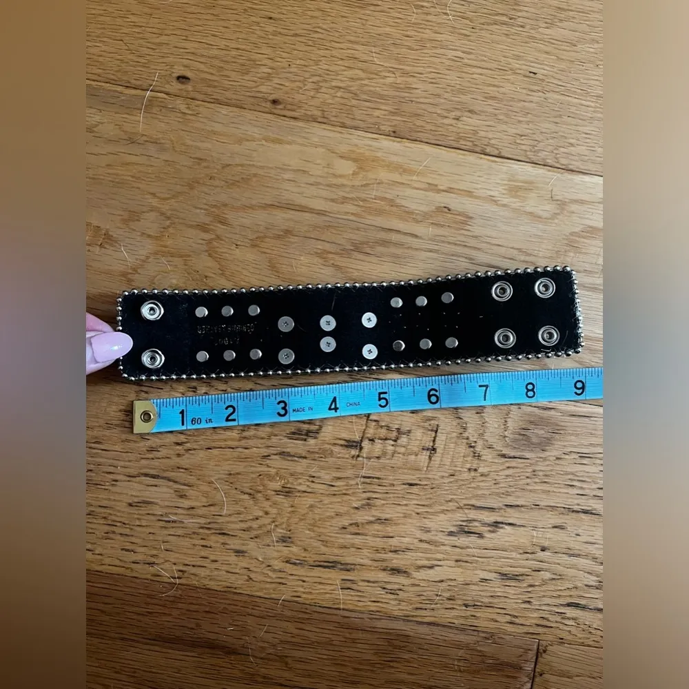 Large leather bracelet with rhinestone and 3 cross - Image 7