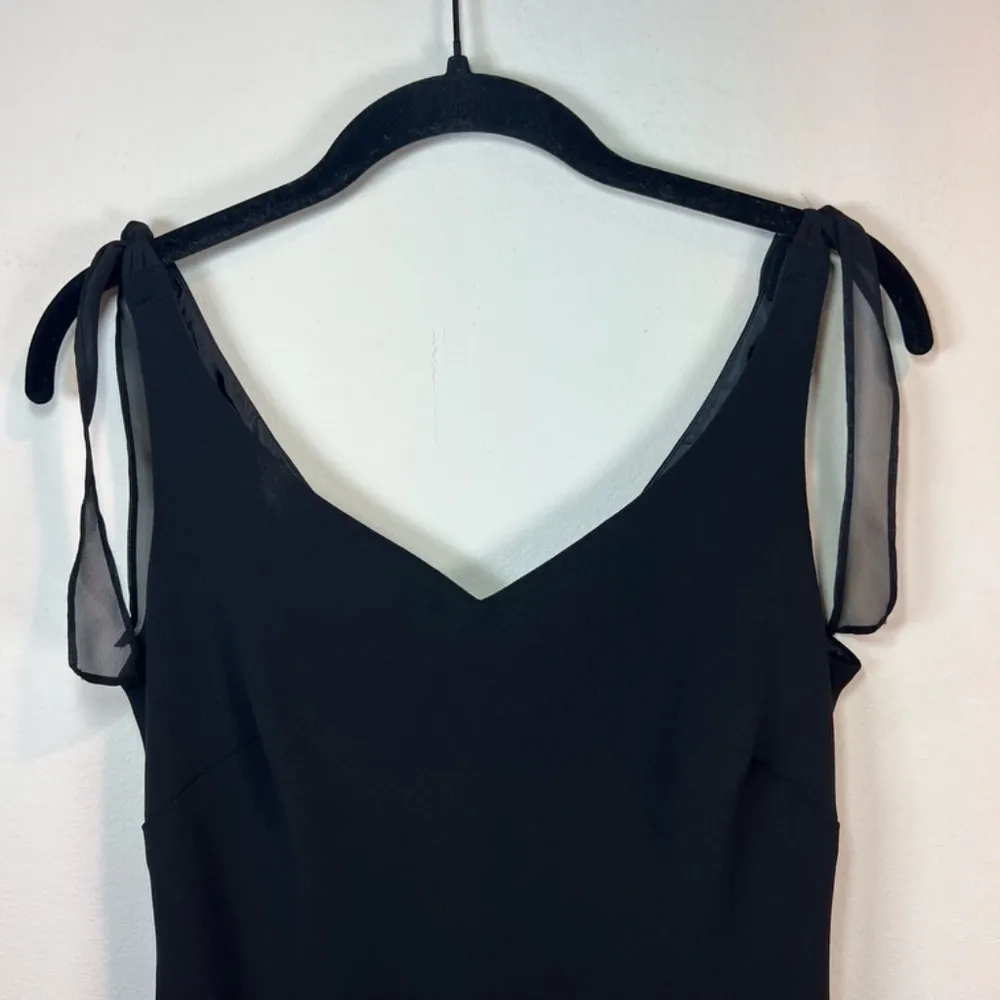 Evan Picone Women's Tie Shoulder Handkerchief Hem Dress Black Sleeveless Size 10 - Image 2