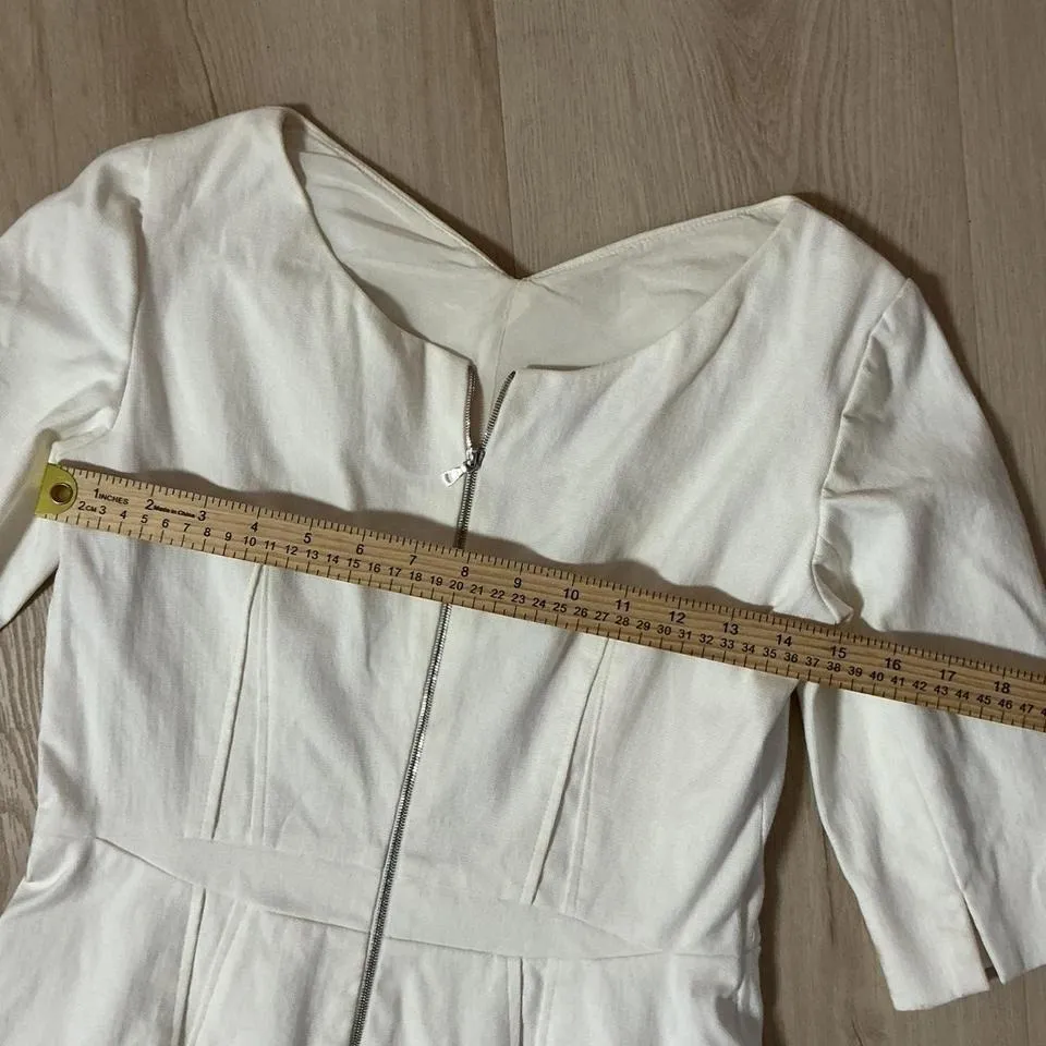 Narciso Rodriguez‎ Cotton Silk Blend Sheath Dress Made in Italy V Neck Zip Front Size 4 - Image 7