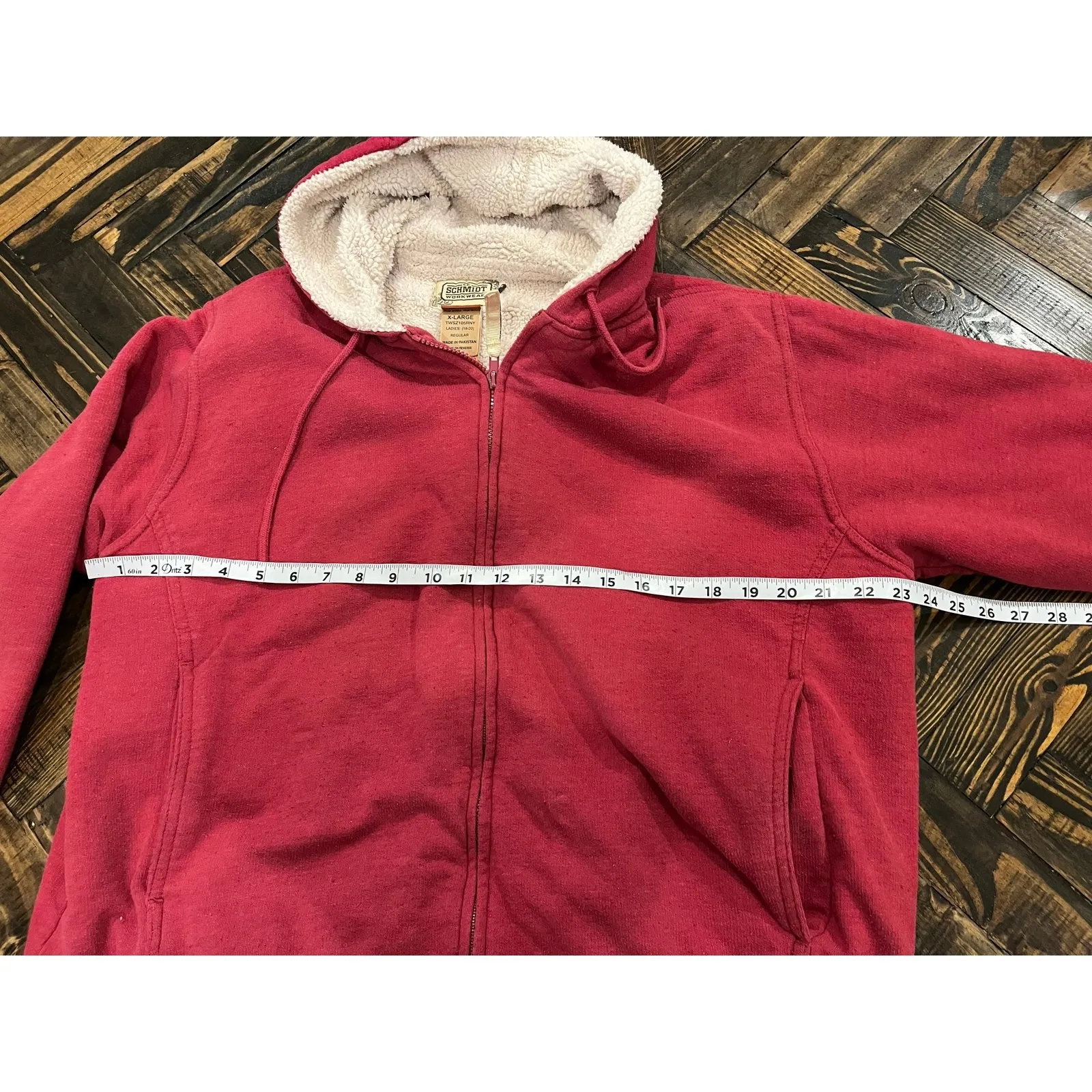 CE Schmidt Workwear Jacket Womens XL Sherpa Fleece Lined Coat Full Zip Fall Red - Image 4