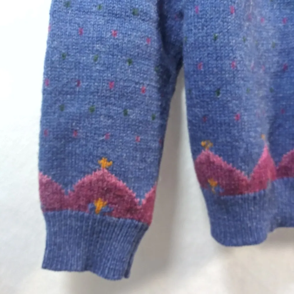 Woolrich Mohair Wool Blend Cardigan Paisley Artic Blue Heather Handframed Medium - Image 5