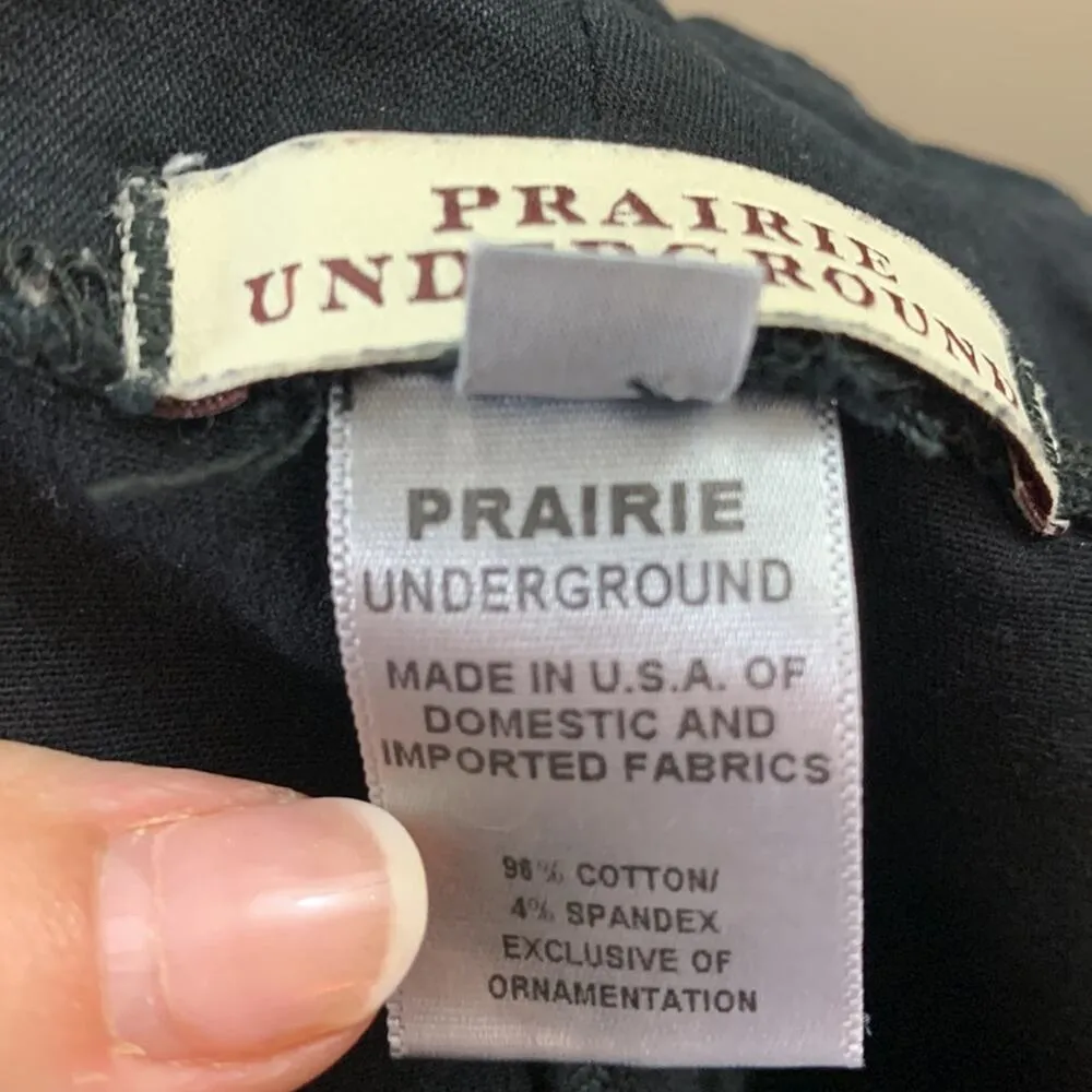 PRAIRIE UNDERGROUND DENIM GIRDLE LEGGINGS JEANS BLACK FRONT ZIPPER STRETCH XS - Image 5