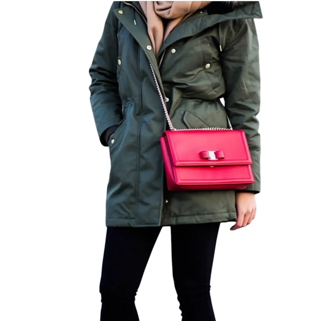 J.Crew Olive Green Utility Parka Petite XS Faux Fur Hood PrimaLoft Jacket EUC - Image 6