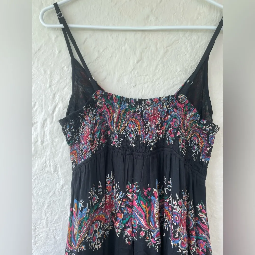 Pura Vida Fully Lined Sleeveless Long Flowy Black / Floral Maxi Dress; size 8 - Image 4