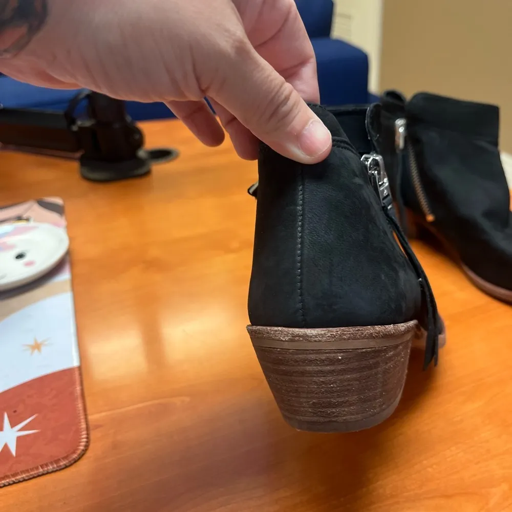 Sam Edelman PACKER Womens 8M Black Suede Leather DualSide Zips Ankle Boots Fall - Image 11