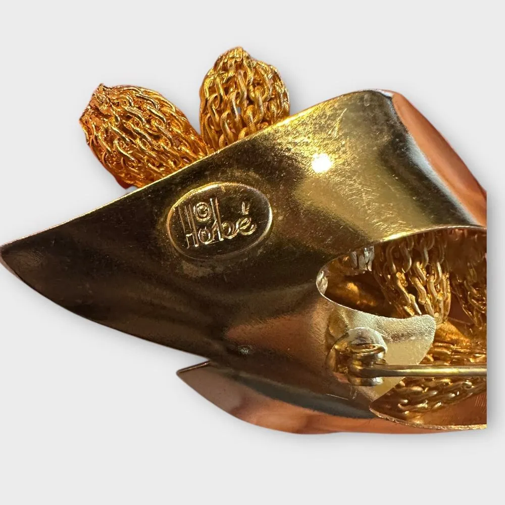 Hobe Vintage Goldtone Leaf Branch Brooch Pin - Image 3