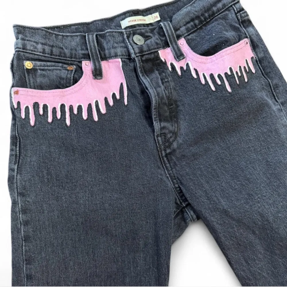 Hand painted black Levi’s - Image 2