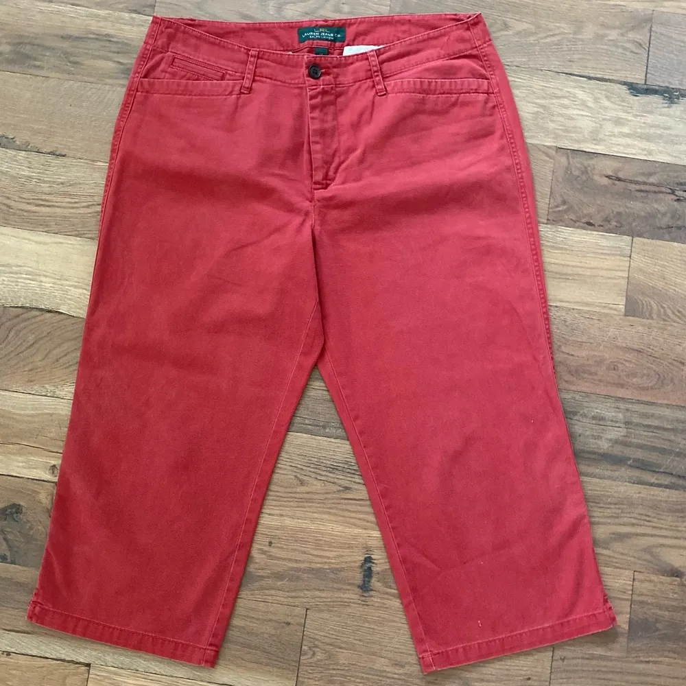 LRL Lauren Jeans Co. Ralph Lauren Red Crop Capri Pants Size 12 - Image 3