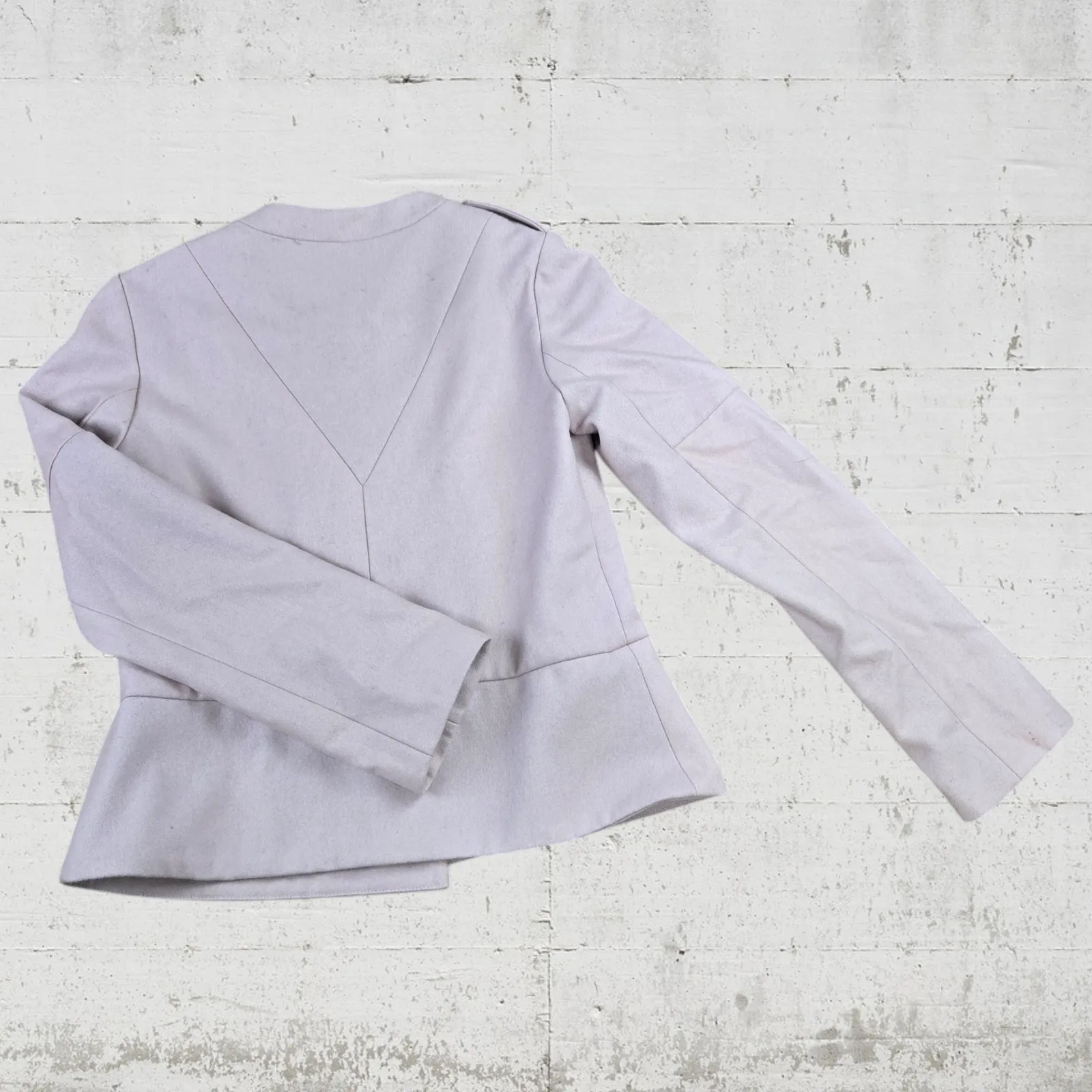 80s Vintage Barneys Powder Pink Wool Asymmetrical Zip USA Moto Jacket Size 6 - Image 10