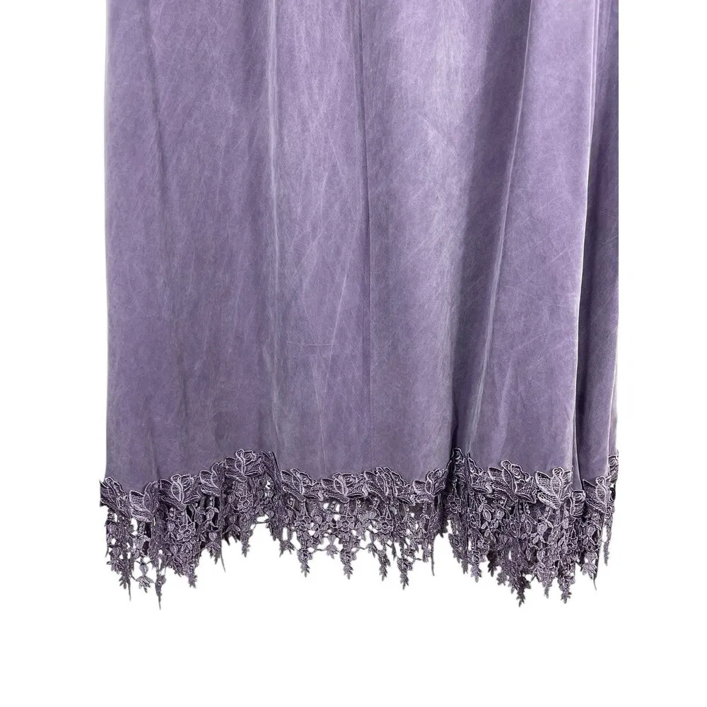 VTG Lavender Purple Soft Crochet Hem Elastic Waist Maxi Skirt XL - Image 2