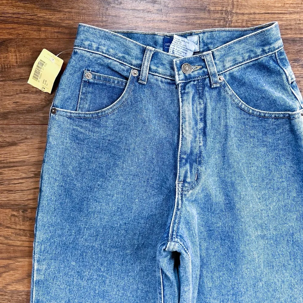 vintage • 90s deadstock mom jeans high rise slim tapered leg 100% cotton denim Size 25 - Image 2