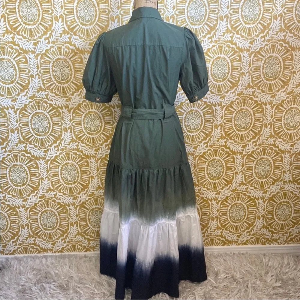 Derek Lam 10 Crosby Buffy Utility Midi Maxi Dress In Loden Tie Dye Ombré Size 12 - Image 16