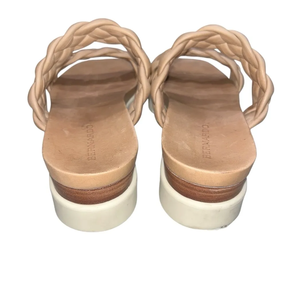 Anthropologie Bernardo Ciara Tan Braided Leather Platform Lug-sole Slides 10 - Image 7