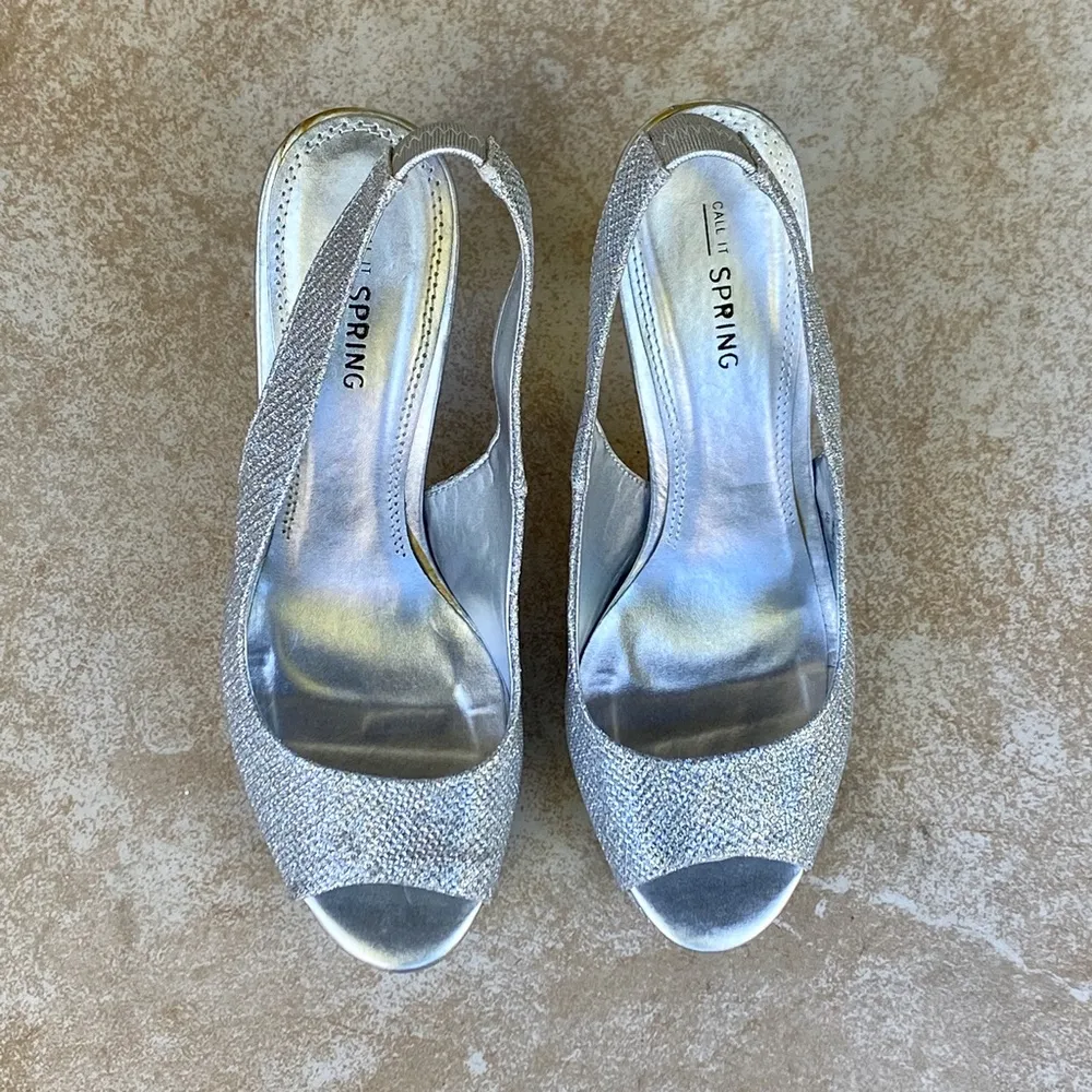 Call It Spring Women's Silver Slingback Heels - Image 2