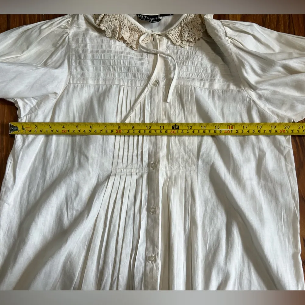 St. Tropez White Cotton Blouse Size M - Image 6