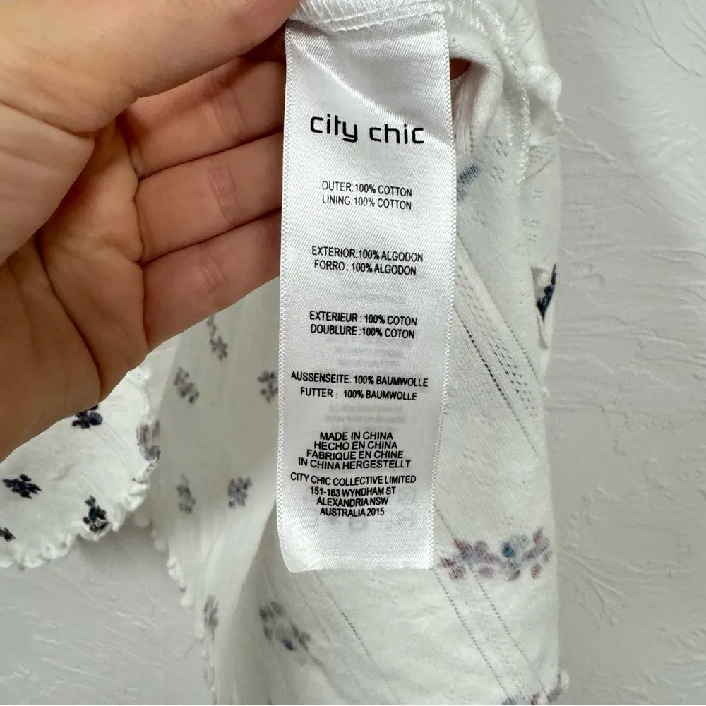 City Chic White Floral Eyelet Tank Top Women XL Romantic Ruffle Adjustable Strap - Image 5