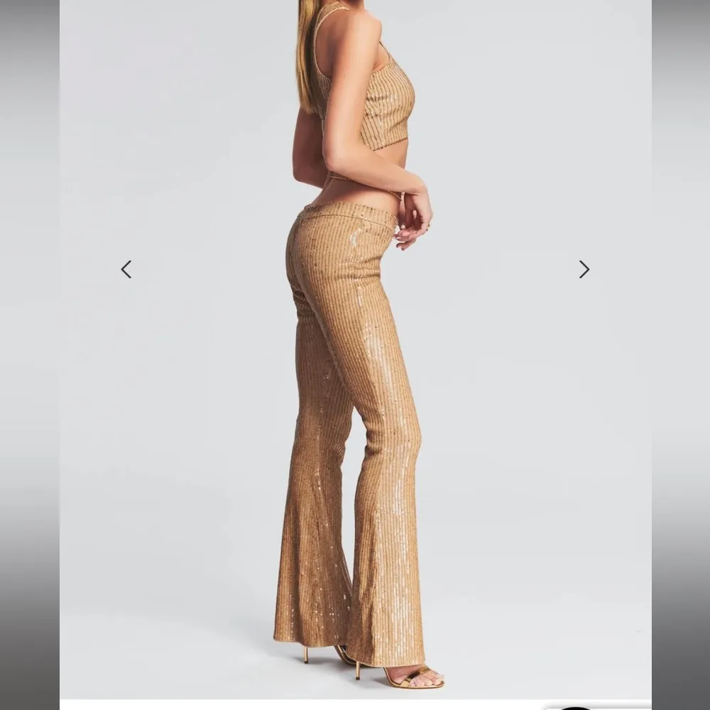 SET NWT RETROFETE Julien Sequin Knit Pant and Vaani Bra set in nude Size XS - Image 6