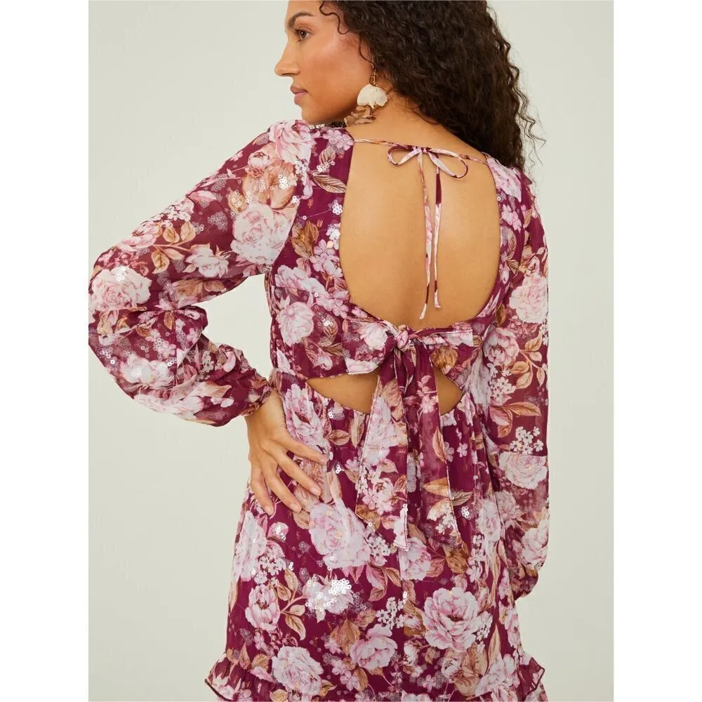 Altar'd State Sailor Floral Maxi Dress in Burgundy Size XXL NWT - Image 2