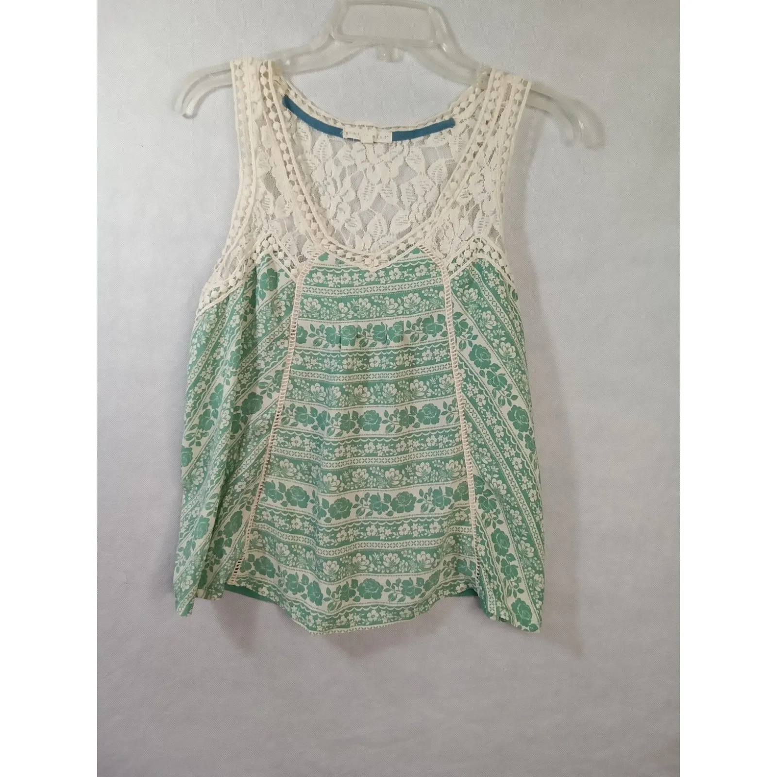 Hint Of Mint Women Medium Green‎ Floral Lace Floral Tank Top - Image 6