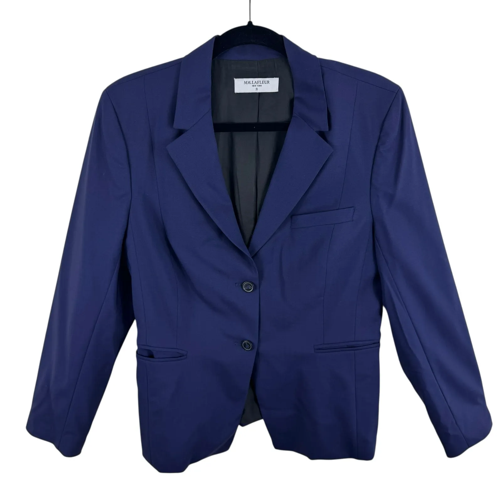 M.M. LaFleur The Ross Deep Indigo Tropical Wool 2 Button Lined Blazer Size 12 - Image 4
