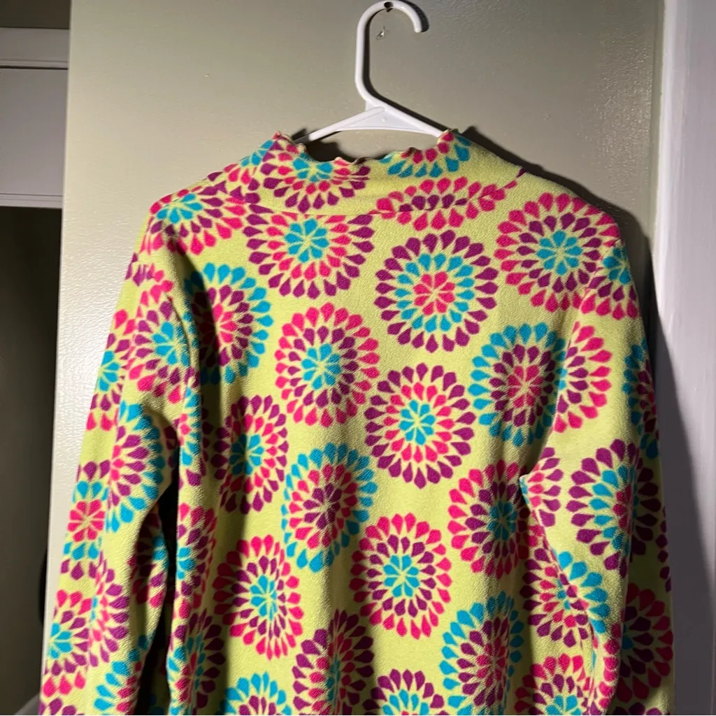 Hanna Andersson Mock Neck Fleece Sweatshirt Lime Green Geo L Size L - Image 5