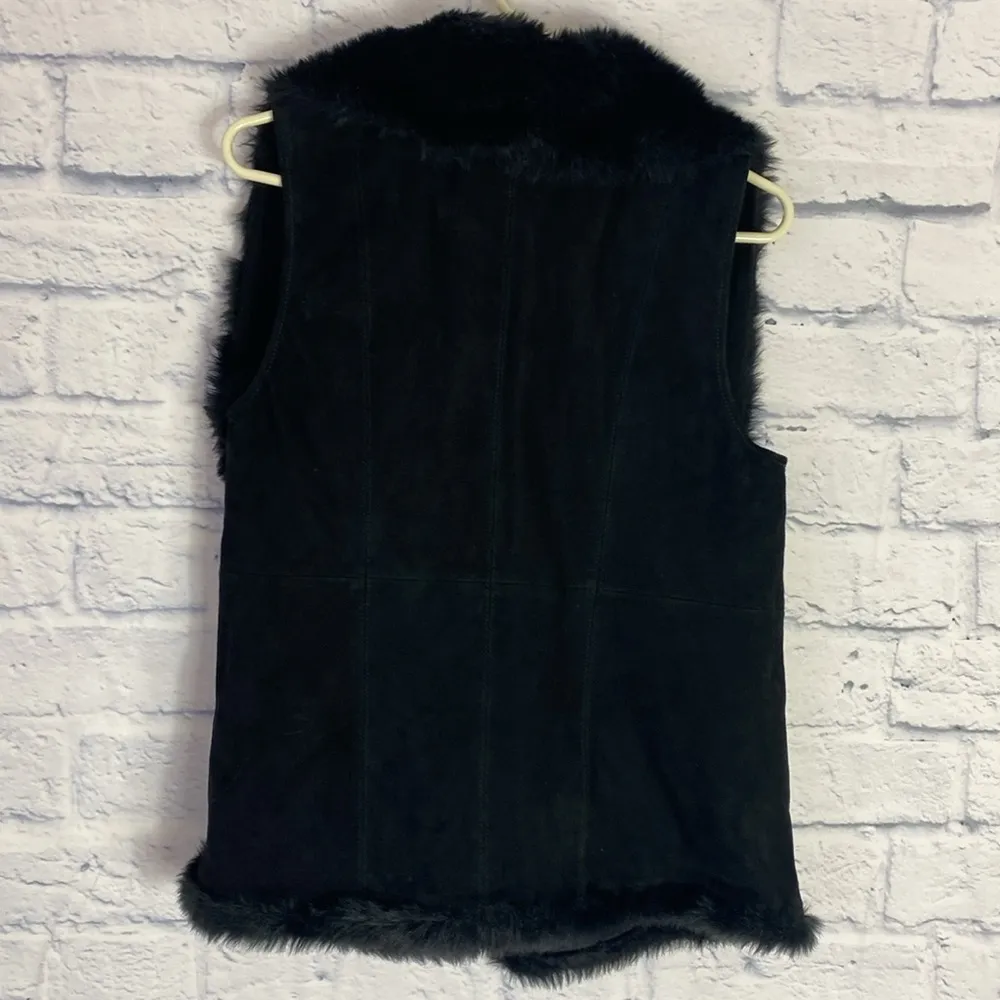 Michael Stars black suede faux fur sleeveless vest - Image 3