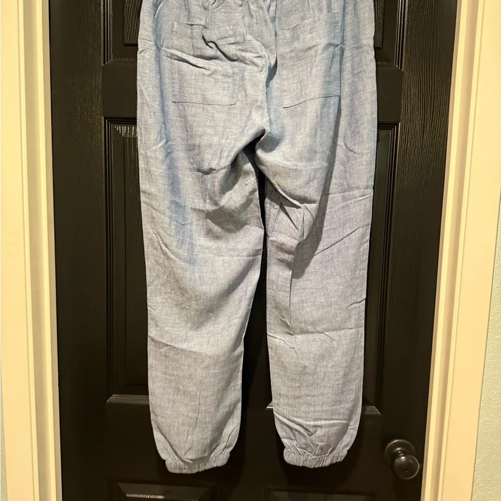 Silver Jeans Light Blue Linen Joggers - Image 5