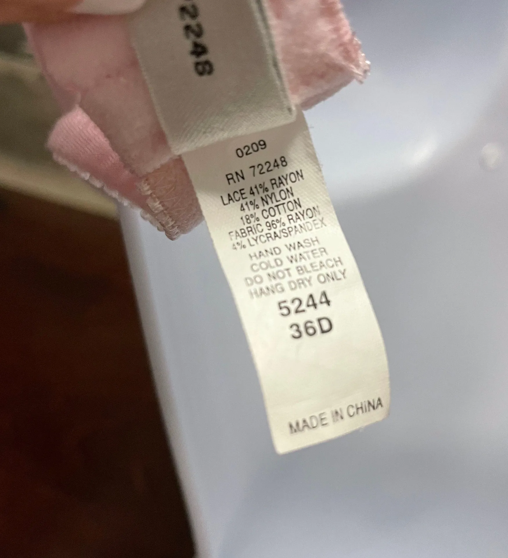 Felina Light Pink Peach Knit Lace Bra Size 36D - Image 7