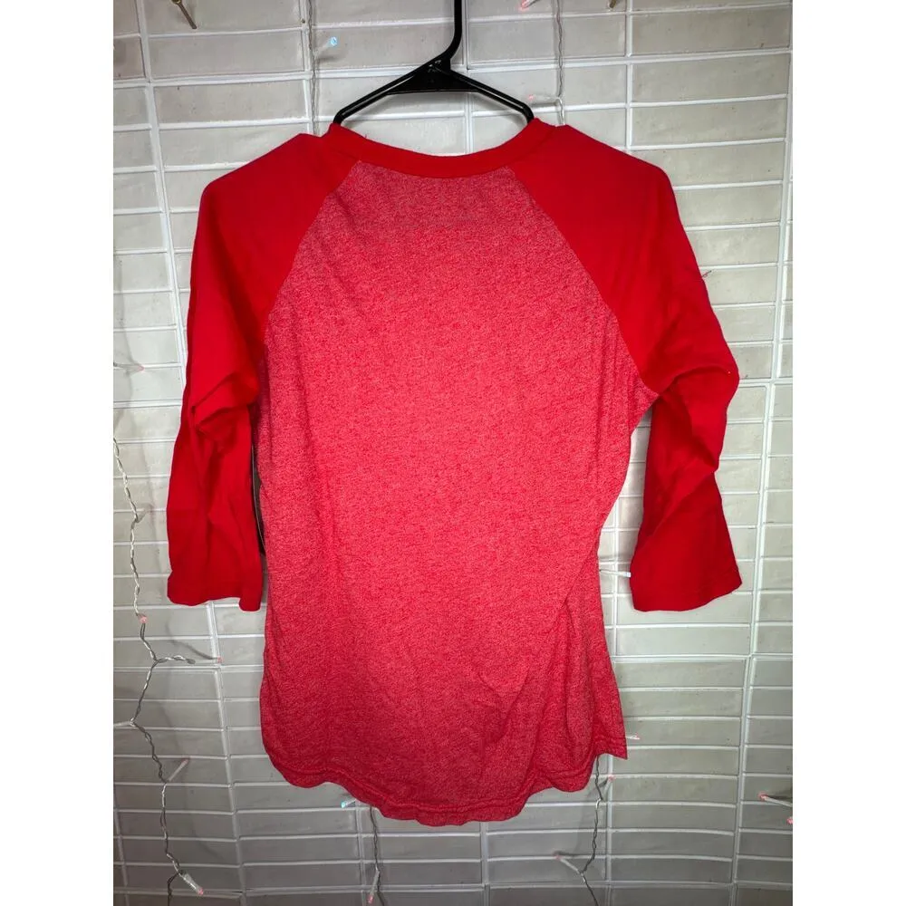 NWT Super Bowl Champions 2023 Chiefs Women’s 3/4 Sleeve Baseball Tee Red - Image 5