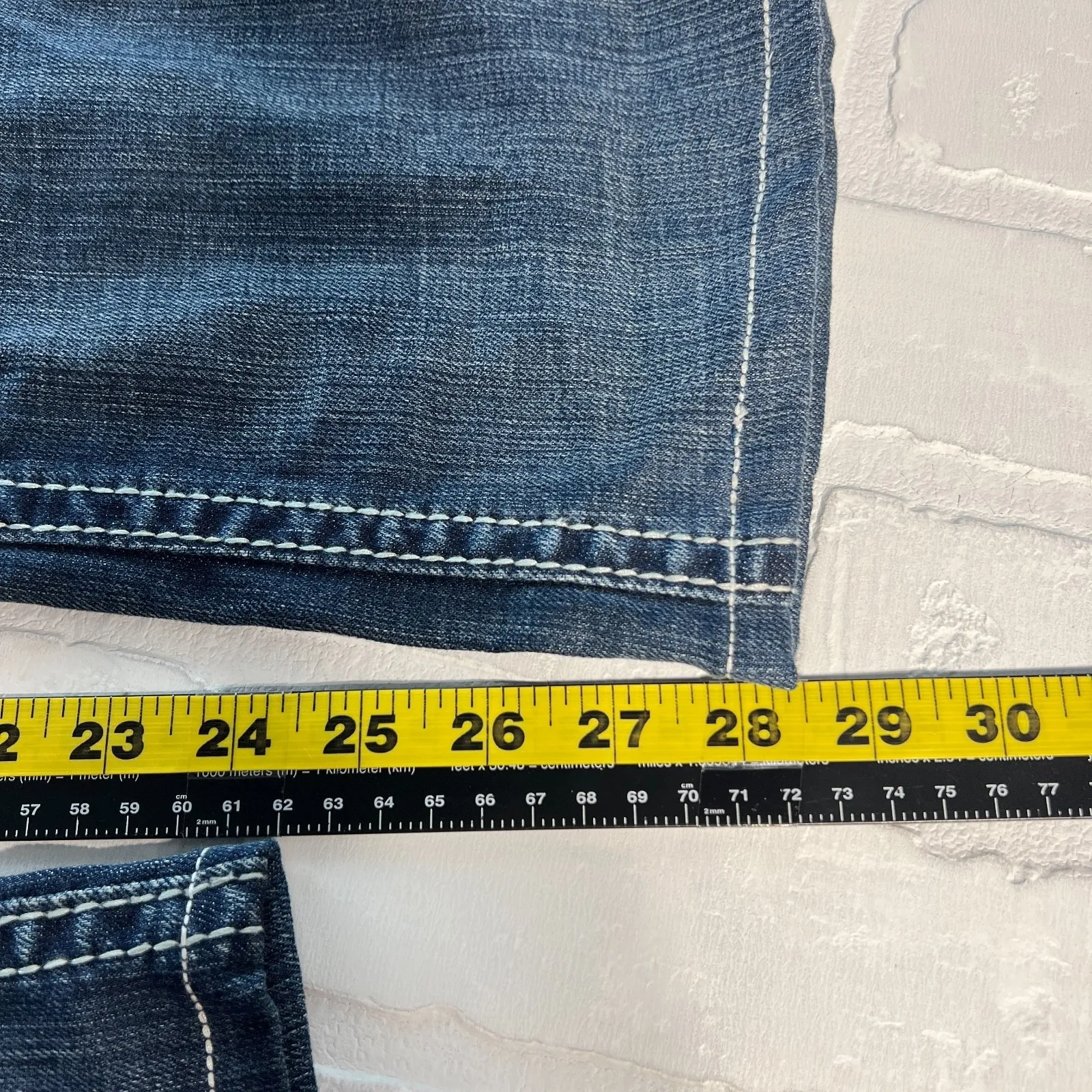 Y2K Rock Revival Sasha Boot Jeans Womens 31 Dark Wash Denim Flap Rhinestones - Image 15