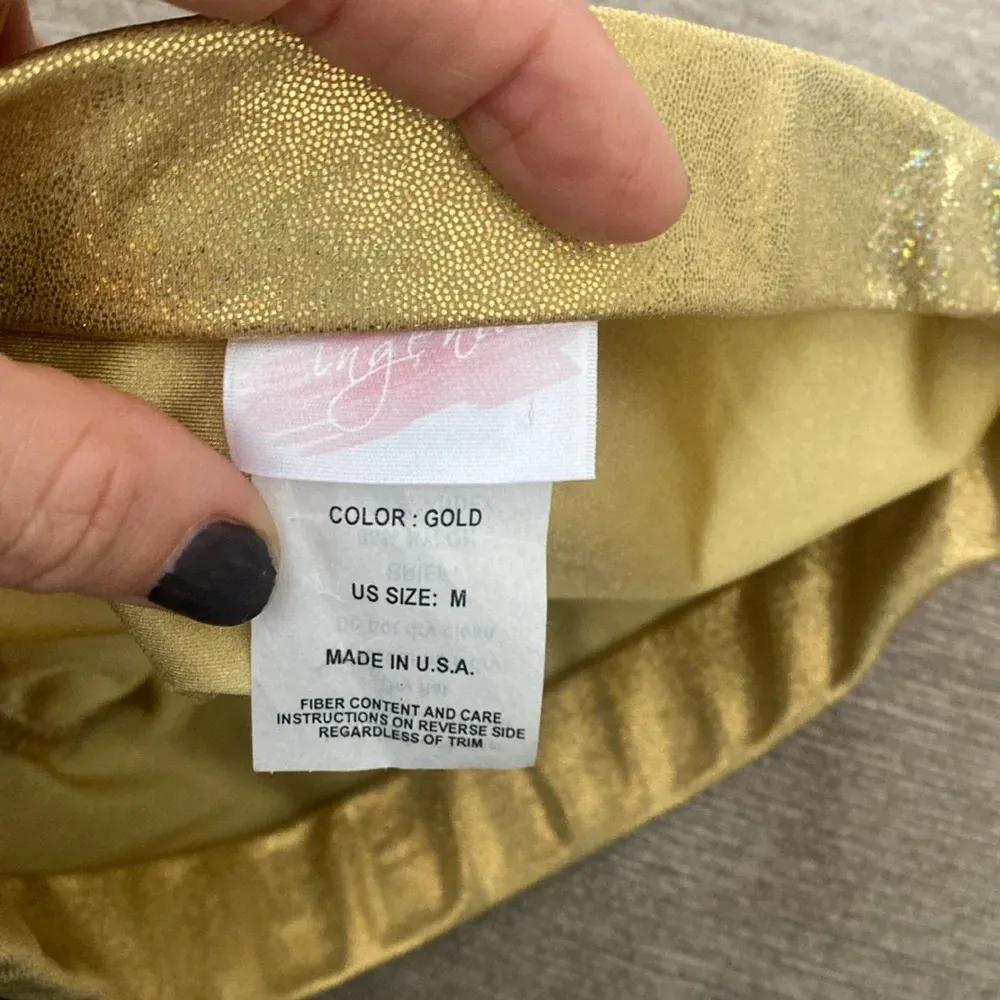 Beach bunny bronze leather and gold chain triangle top bikini size large blue - Image 11