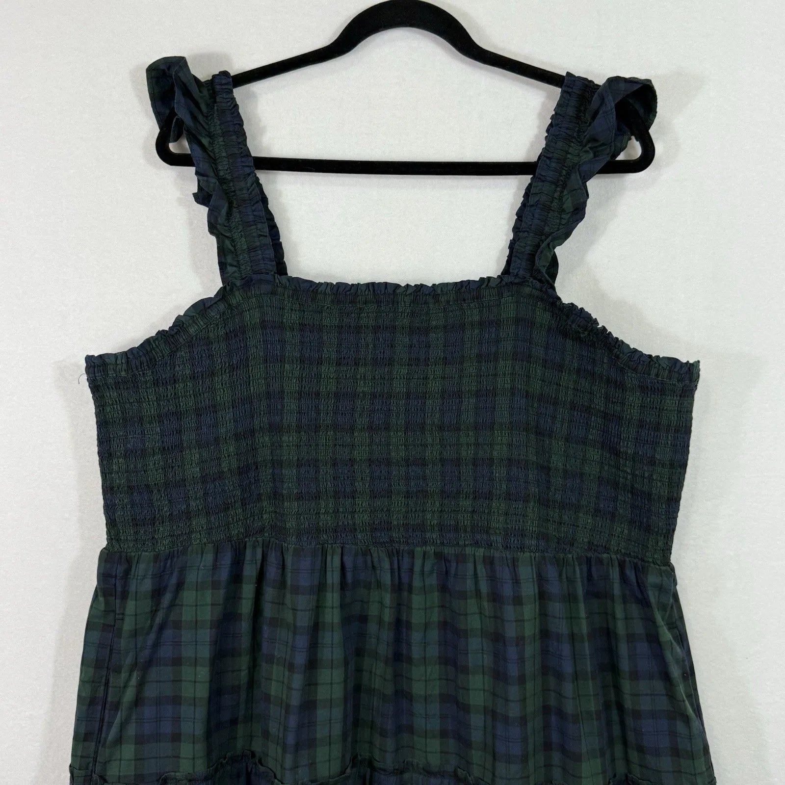 NEW Plus Size J.Crew Green Tartan Plaid Smocked Tiered Poplin Midi Dress Size 3X - Image 5