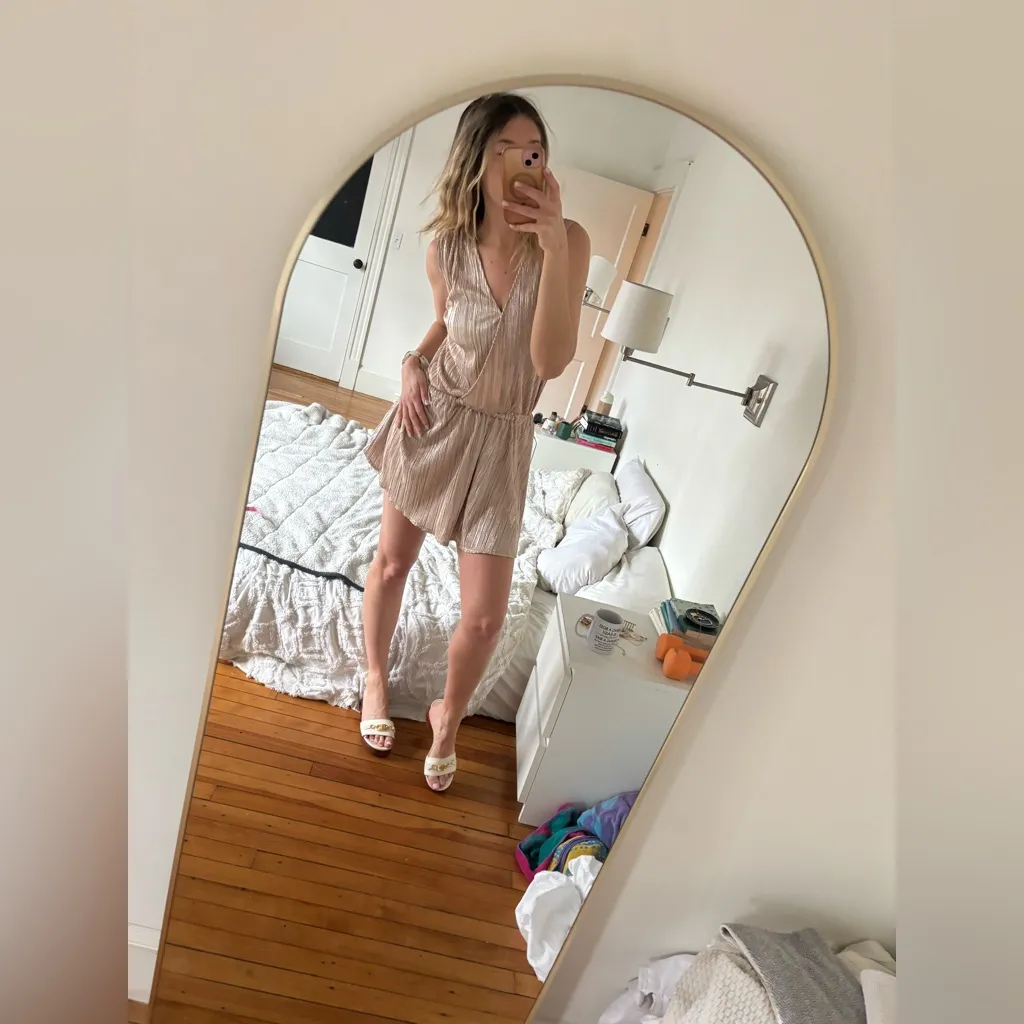 NWT Ramy Brook New York Maya Dress V-neck Sleeveless in Gold Dust Size XS - Image 4