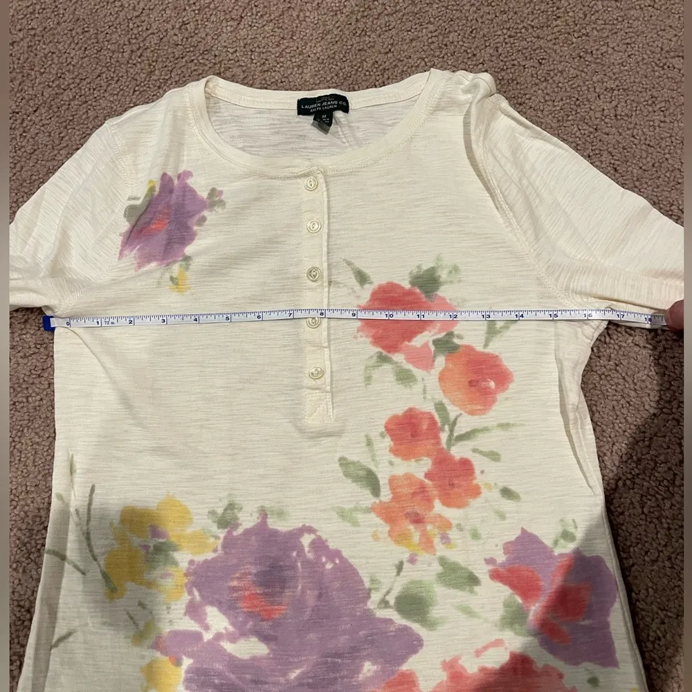 LAUREN JEANS Ralph Lauren cream/white floral print long sleeve shirt - Image 10