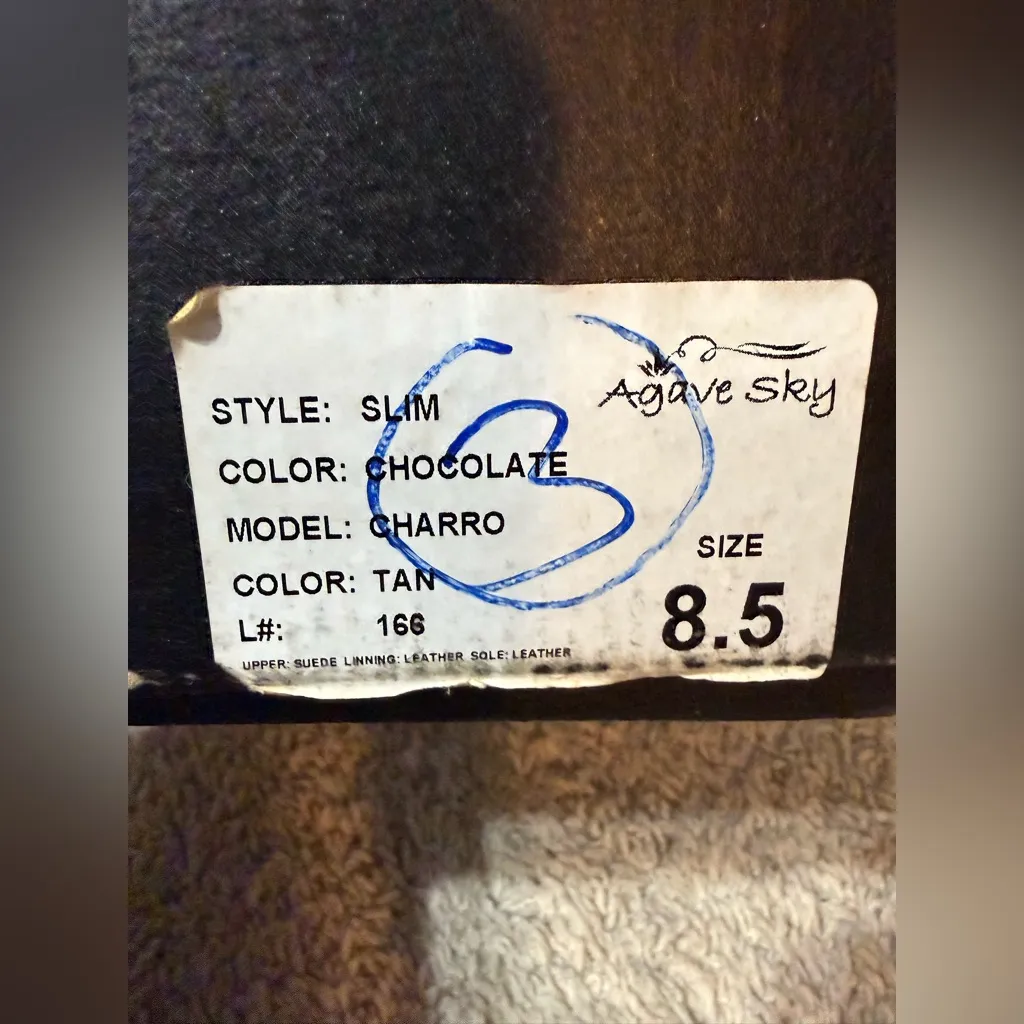 NIB Agave Sky Jasmine Cowgirl Brown w/Cream Stitch Mid - Image 9