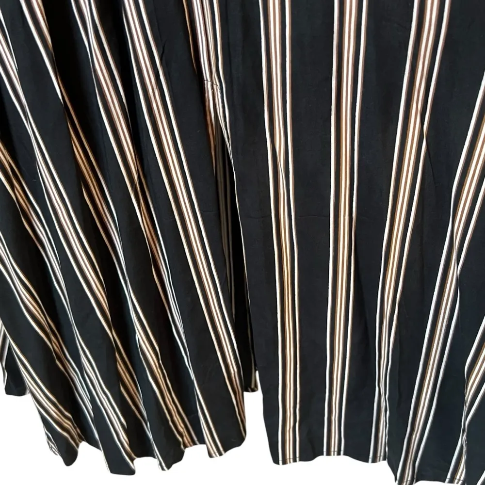 Anthropologie Uma & Leopold Black and Beige Striped Kaftan Midi Dress Brown Size M - Image 6