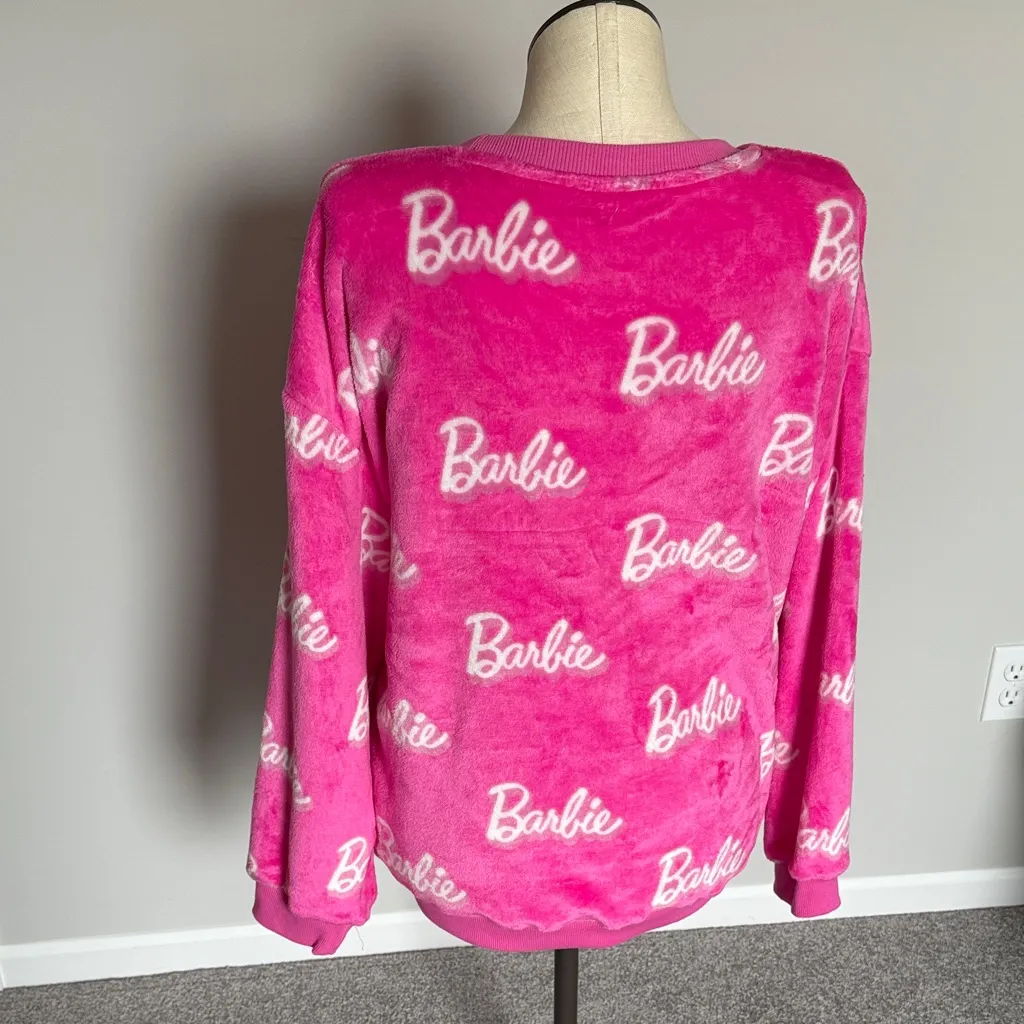 Barbie Logo Hot Pink Crewneck Plus Fleece Pullover size XXL - Image 5