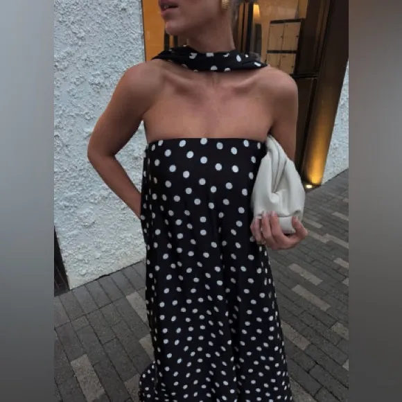 NWOT Show Me Your Mumu Tinsley Tube Black Polka Dot size Medium - Image 3