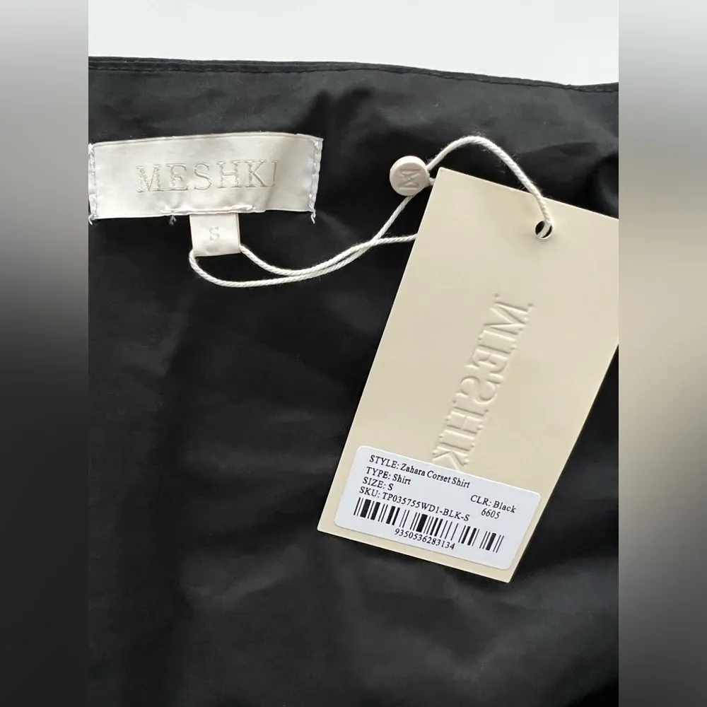 Black Long Sleeve Cropped Zahara Corset Shirt Blouse Top S - Image 6