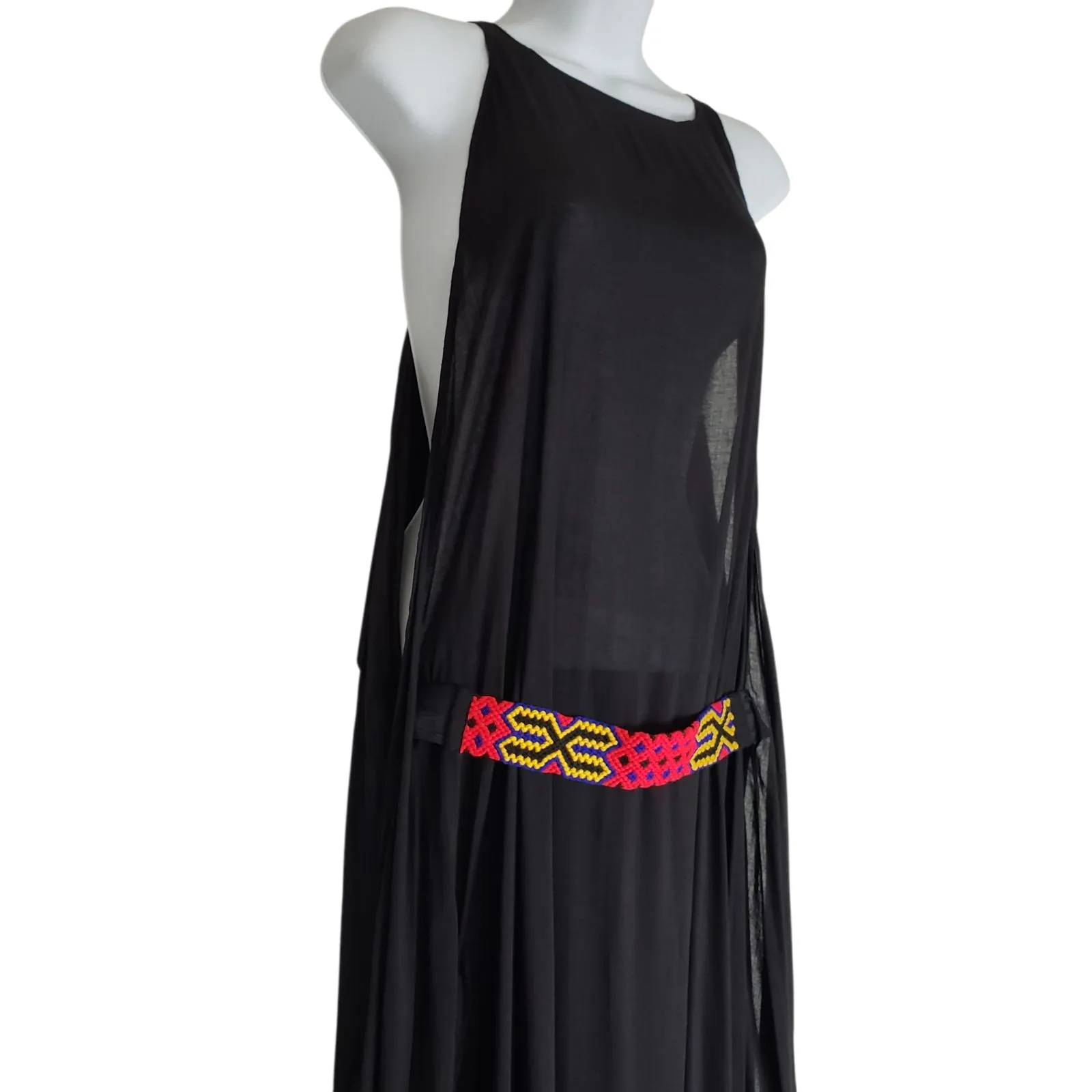 Indah Twiga Maxi Dress Womens Small Black Sheer Coverup Open Side Boho - Image 12