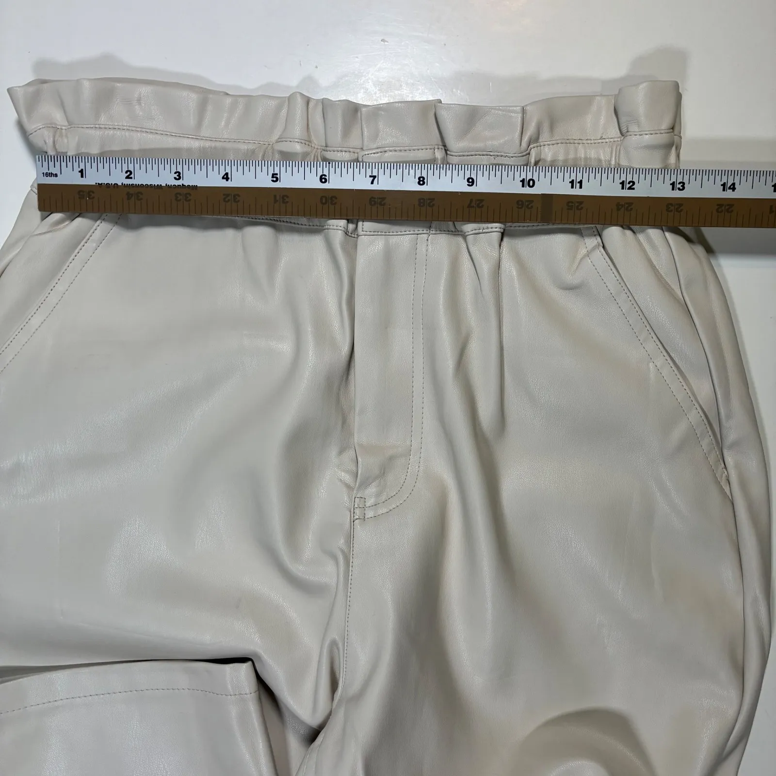 EUC Zara High Waisted Faux Leather Paper Bag Waist Pants Trousers Women's Size 4 - Image 5