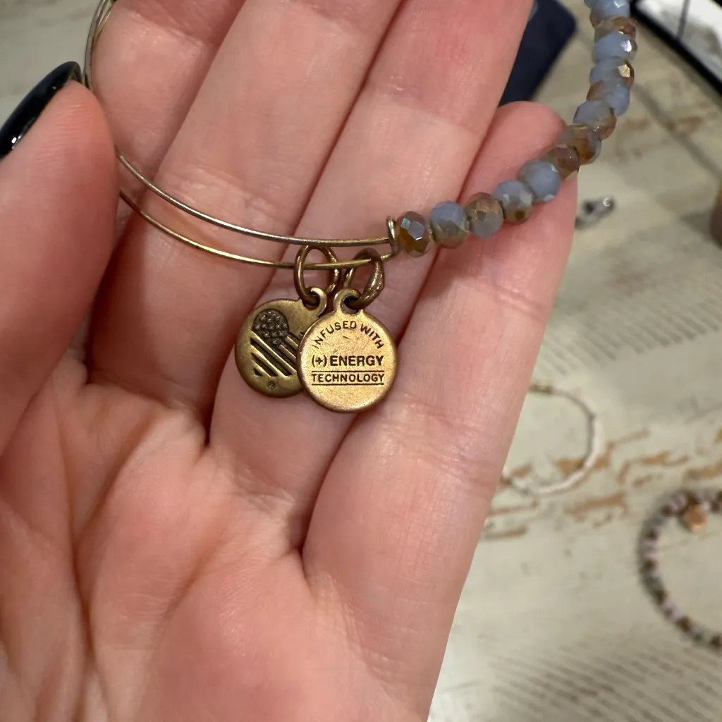 Alex & Ani Periwinkle Beaded Bracelet Bangle - Image 4