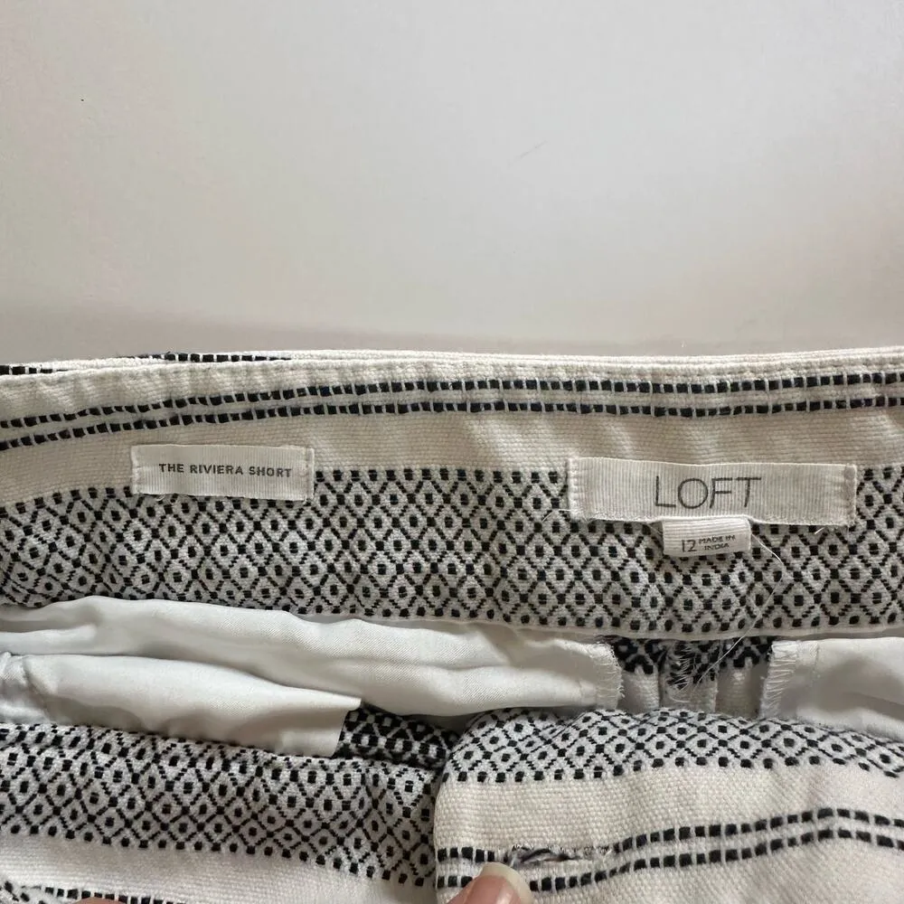 Ann Taylor LOFT The Riviera Short Women’s size 12 black and white striped tweed - Image 7