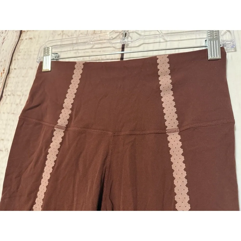 Nike Yoga Luxe High Rise Ankle 7/8 Scallop Eyelet Leggings Burgundy Size Medium - Image 3
