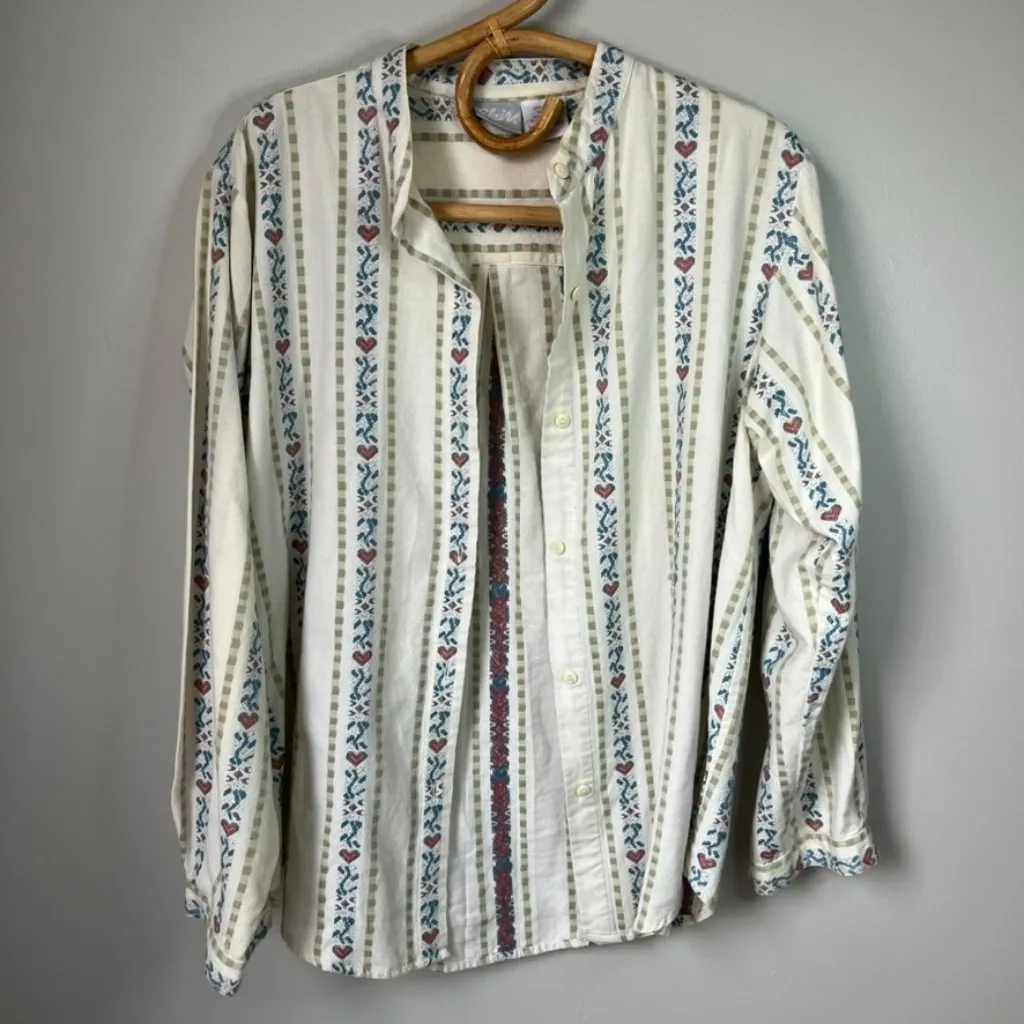 Blair Vintage  Heart Cottagecore Button Down Women's Medium - Image 3